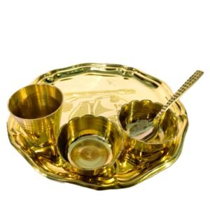 5 pieces of brass bhog thali
